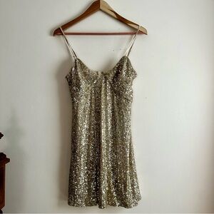 Full Gold Sequin Tank Mini Dress